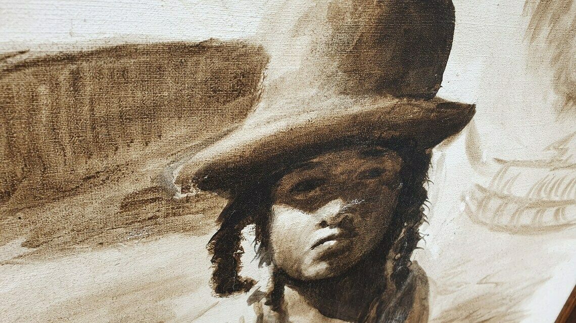 photo furniture Magnificent Original Artwork By Ludena   Peruvian South American Children's Portrait. Acrylic Or Watercolour