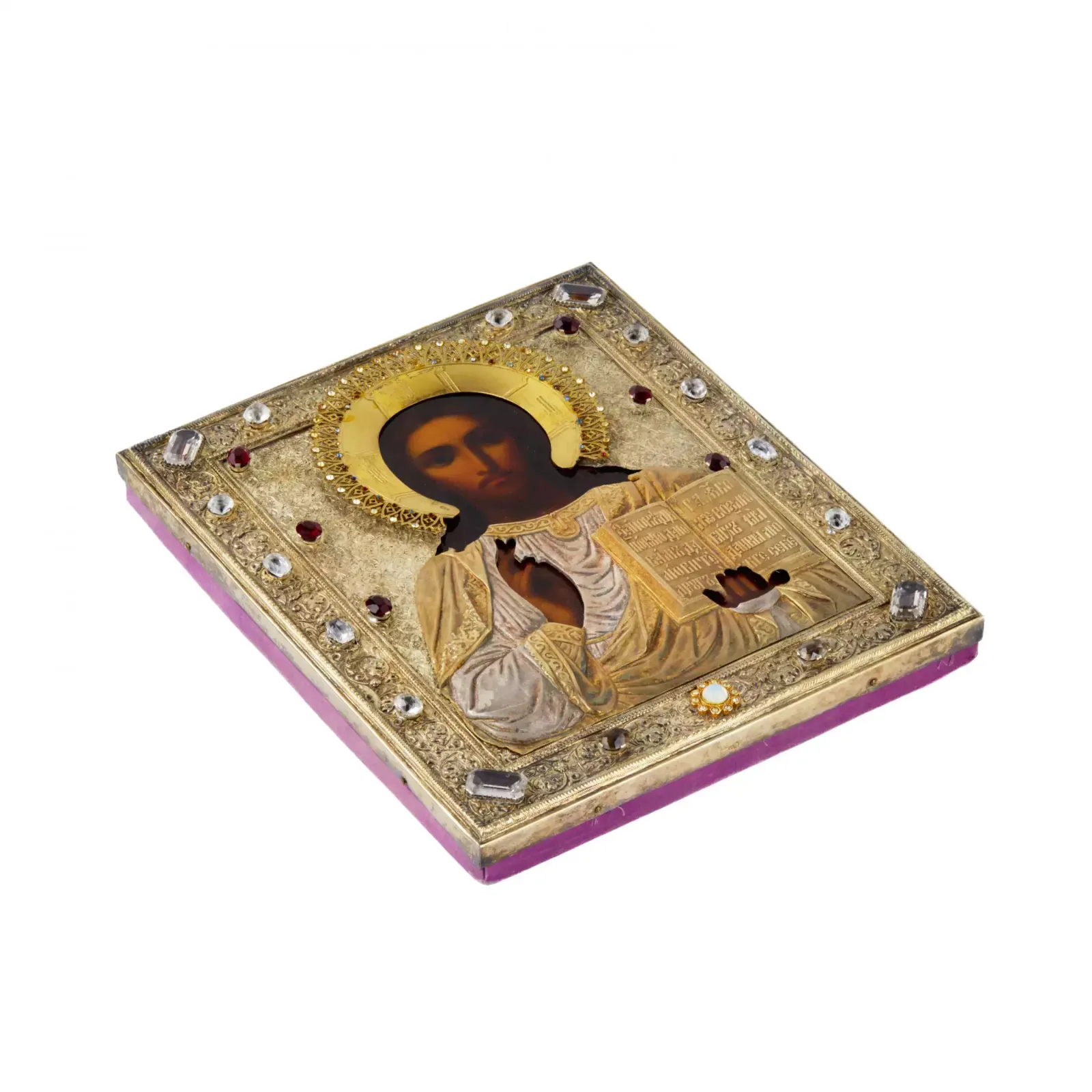 Icon Of The Almighty In A Gilded, Silver Frame With Stones. photo vinterior