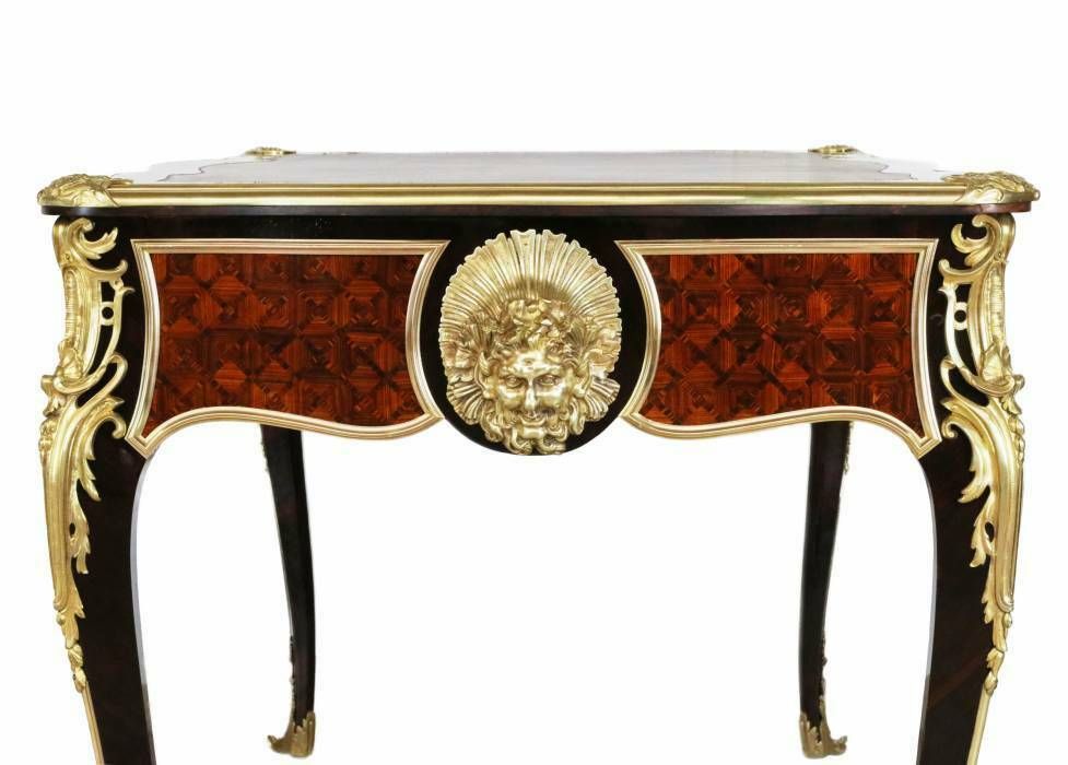 Magnificent Writing Desk In Wood And Gilded Bronze, Louis XV Style. photo buy