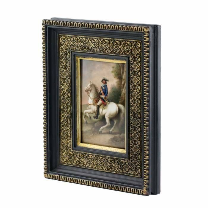 Porcelain Layer Portrait Of An Equestrian Monarch. 19th Century. photo for sale