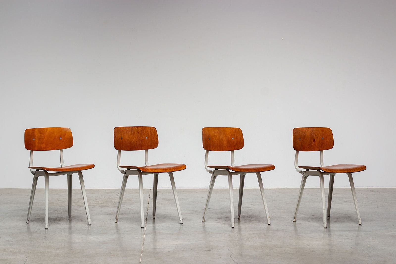 Four Industrial 1950 Revolt Chairs By Design Friso Kramer photo furniture