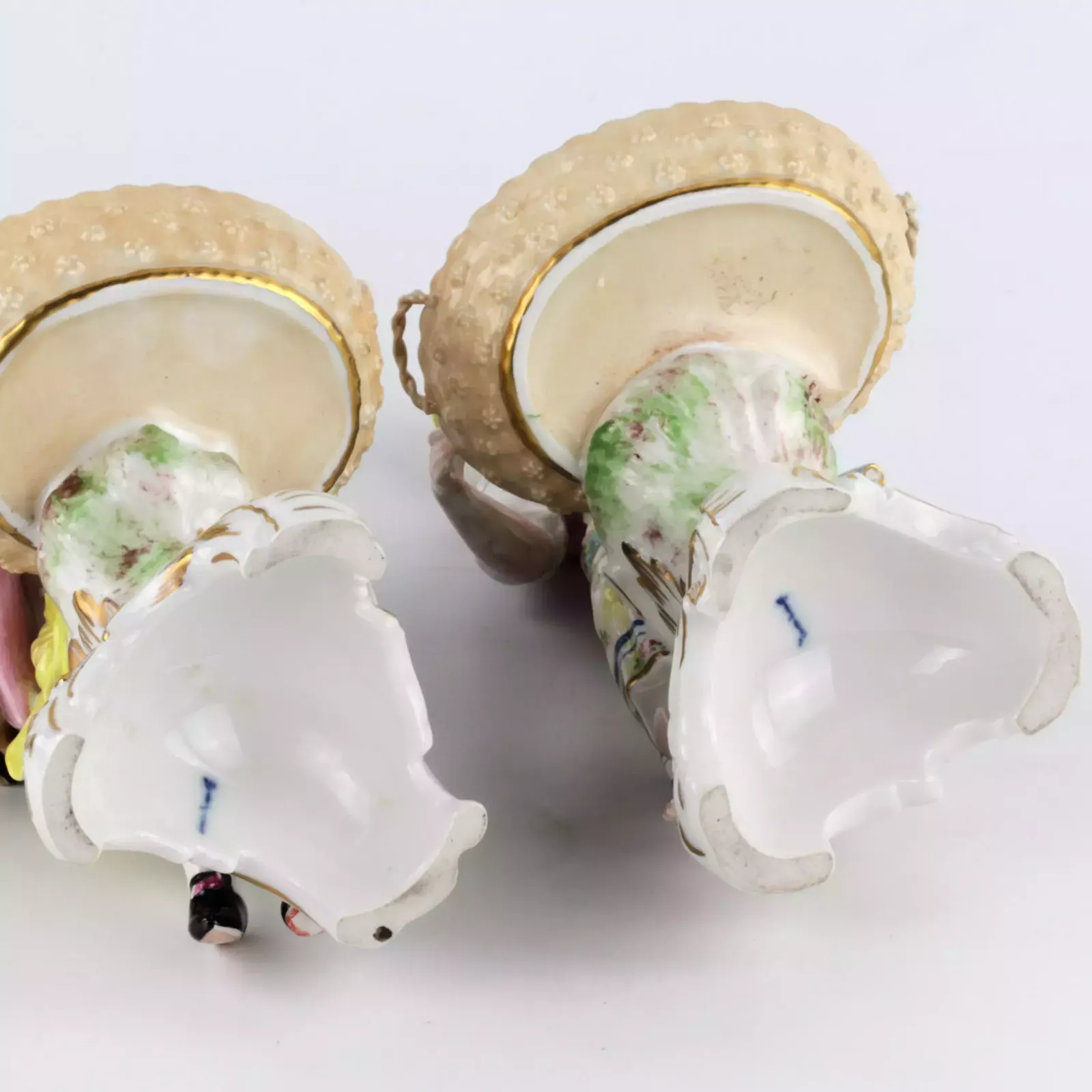 photo for sale A Pair Of Kpm Porcelain Candy Bowls. "Winegrower And Gardener".