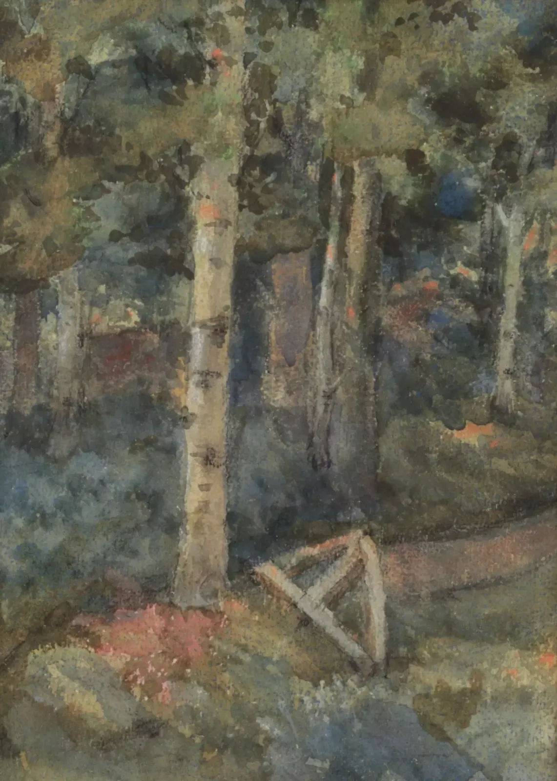 Watercolor Drawing "At The Broken Cross". 1910 Year. Gustavs šķilters (1874 1954). photo furniture