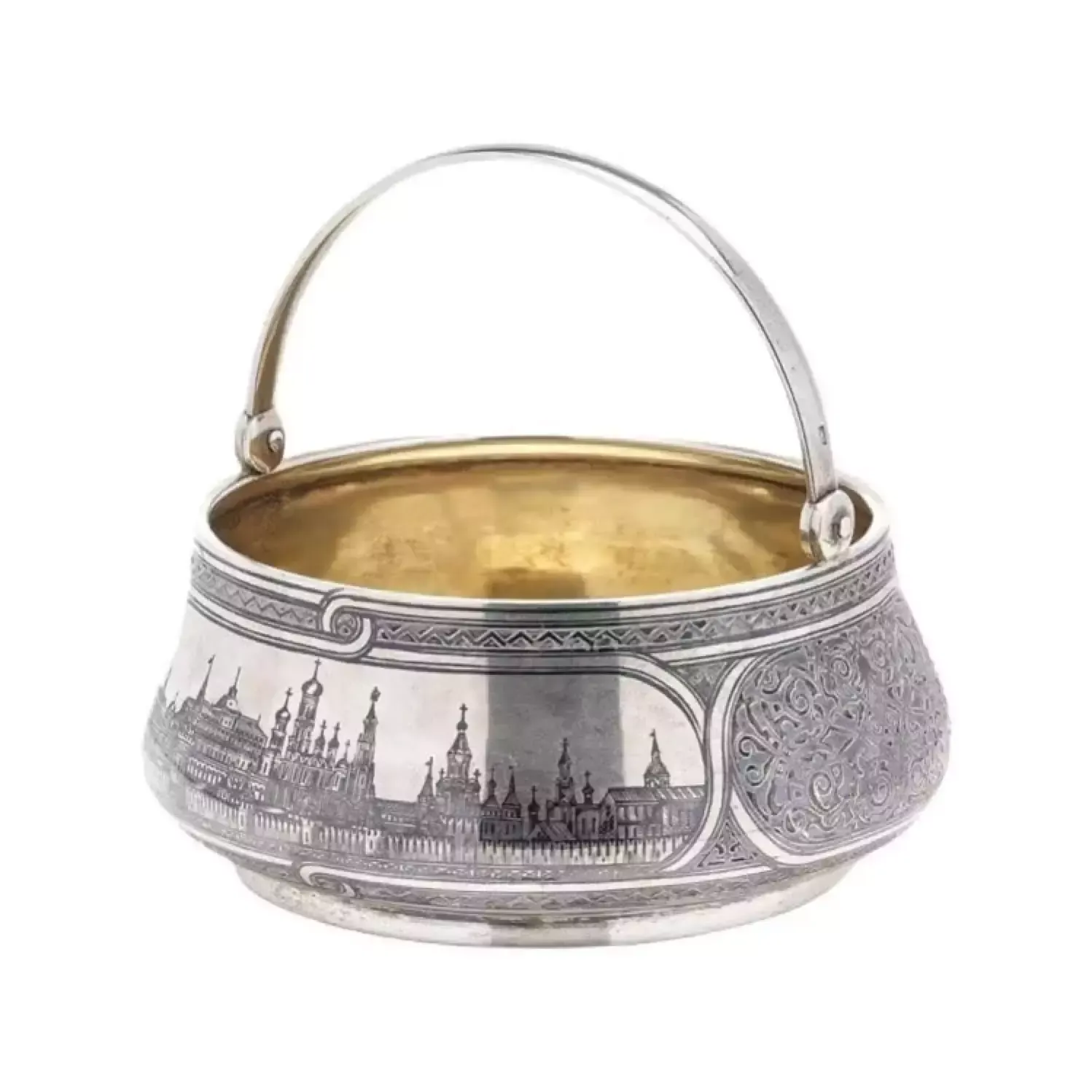 Home Decor Russian Silver Sugar Bowl Of The 19th Century With Niello. Sazikov. 1891 photo