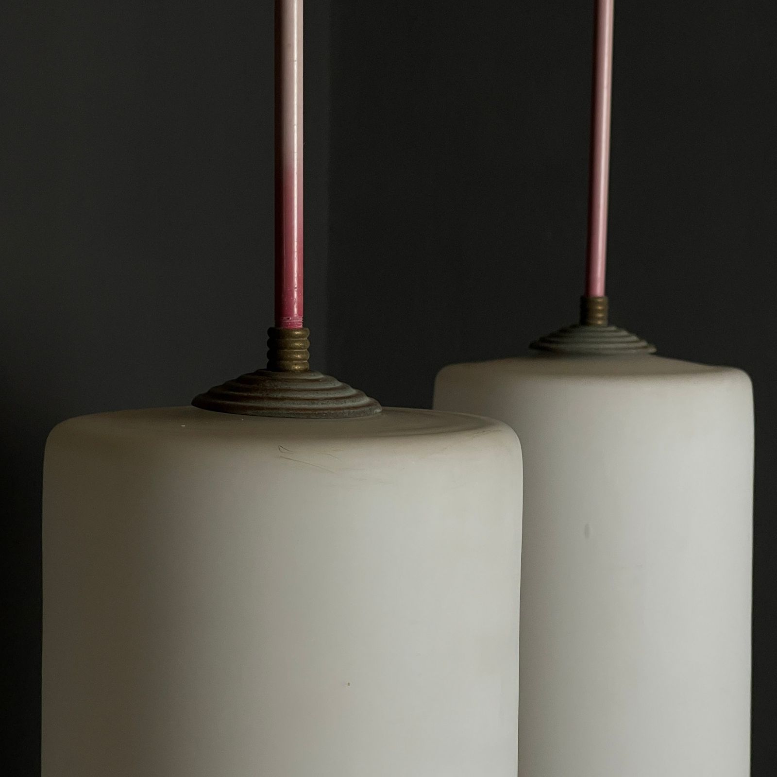 Mid Century Opalin Glass Pendant Lamp Italy 1960s Set Of 2 photo 490.0