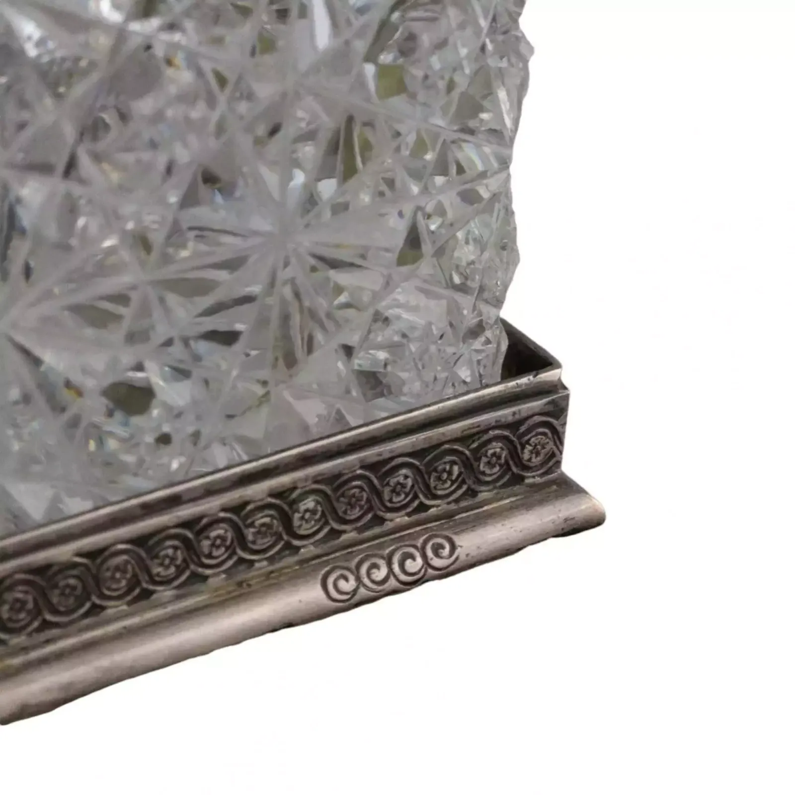 Large Cabinet Inkwell   Zastava, Made Of Crystal, With Silver, On A Marble Base. photo for sale