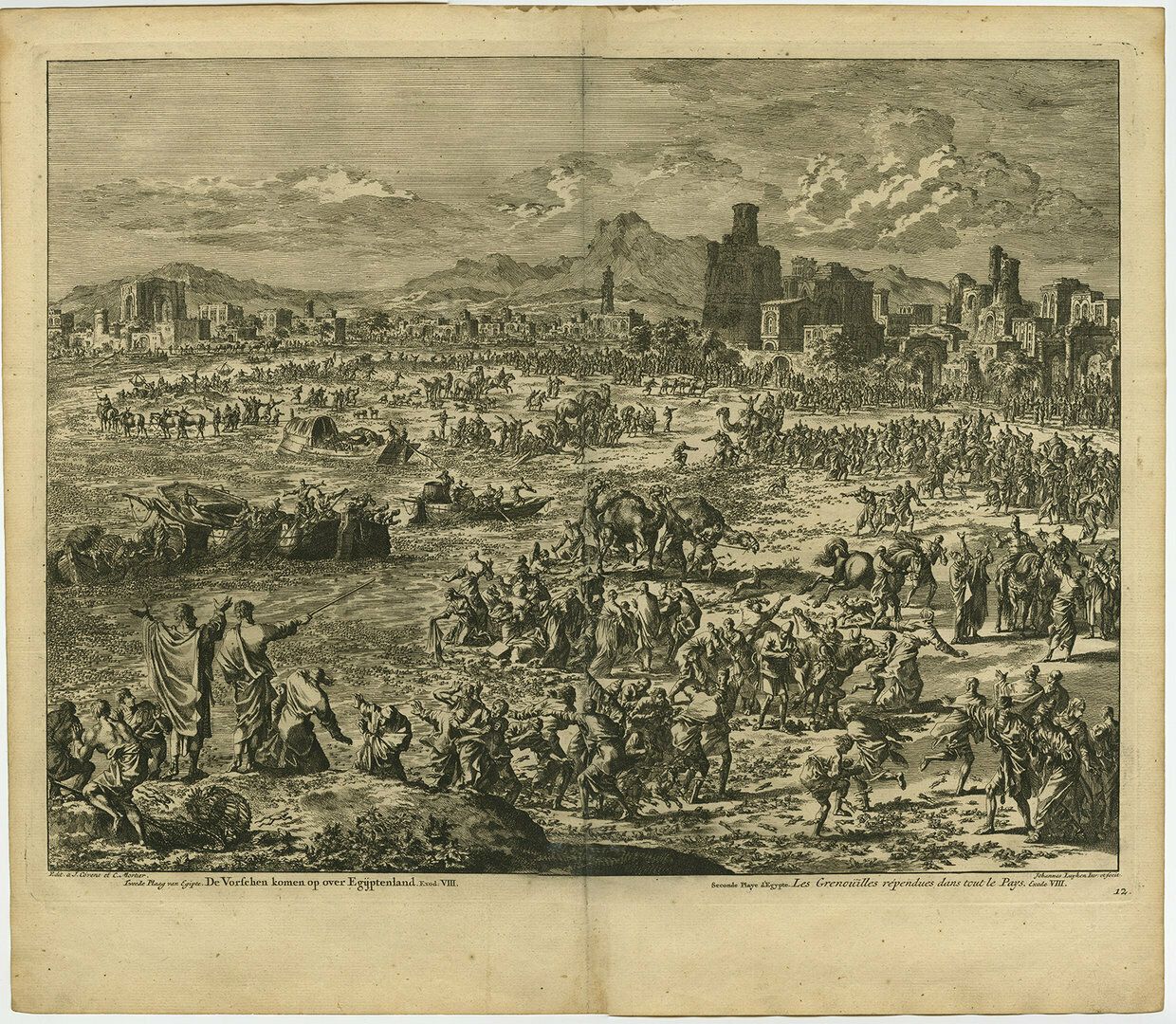 Antique Bible Print Of The Second Plague Of Egypt