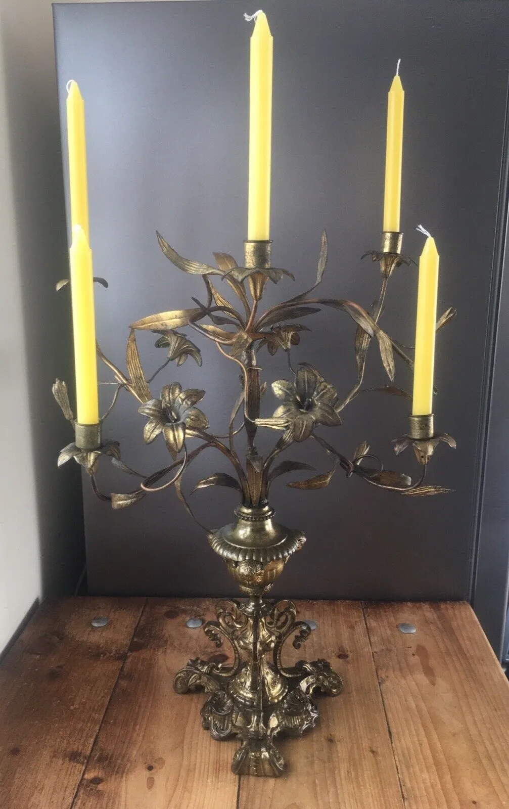 Antique French Louis XV Belle Epoque Floral Candelabra Hollywood Regency Ormolu