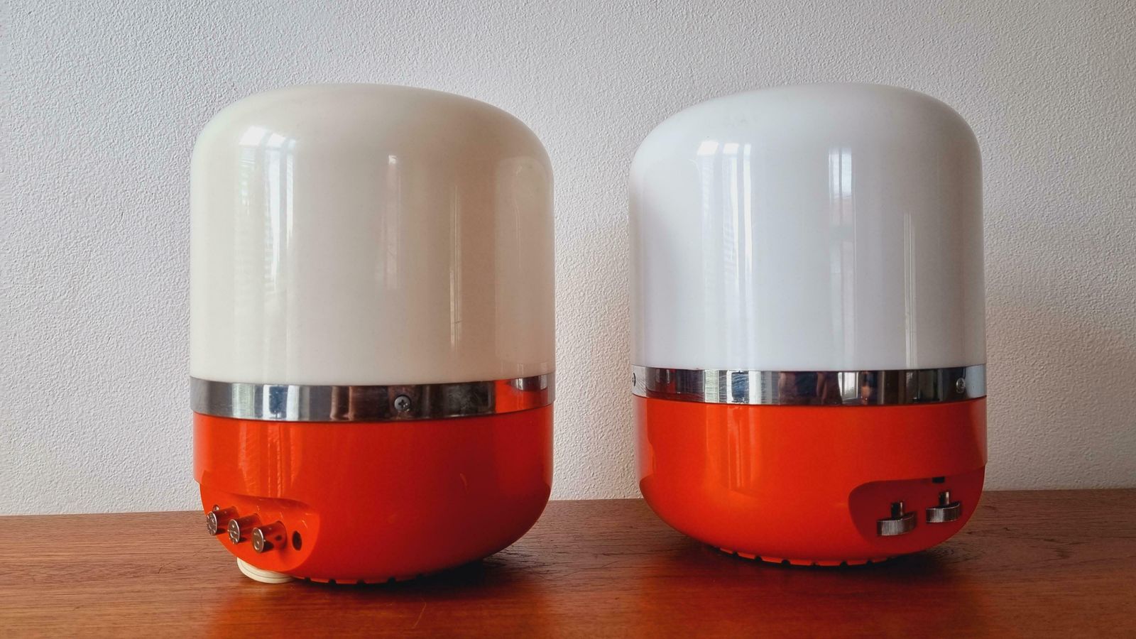 Lighting Set Of Two Midcentury Table Lamps, Space Age, Adriano Rampoldi, Italy, 1970s photo