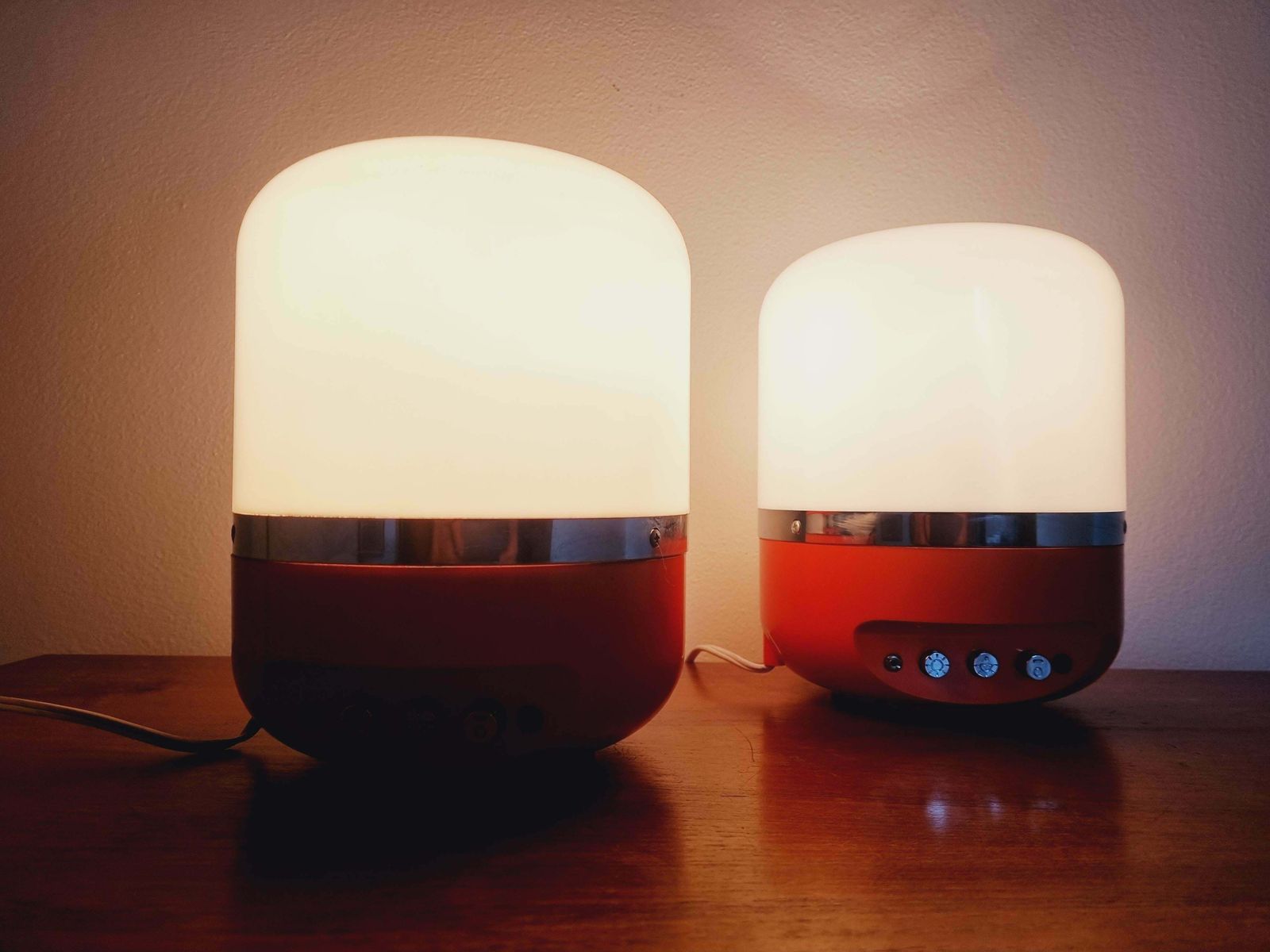 photo vintage Set Of Two Midcentury Table Lamps, Space Age, Adriano Rampoldi, Italy, 1970s