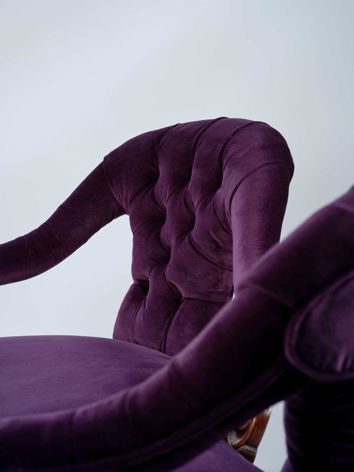 Furniture Gorgeous Victorian Barley Twist Rosewood Sofa, Fully Restored And Reupholstered In Rich Purple Velvet, England Circa 1900's. photo