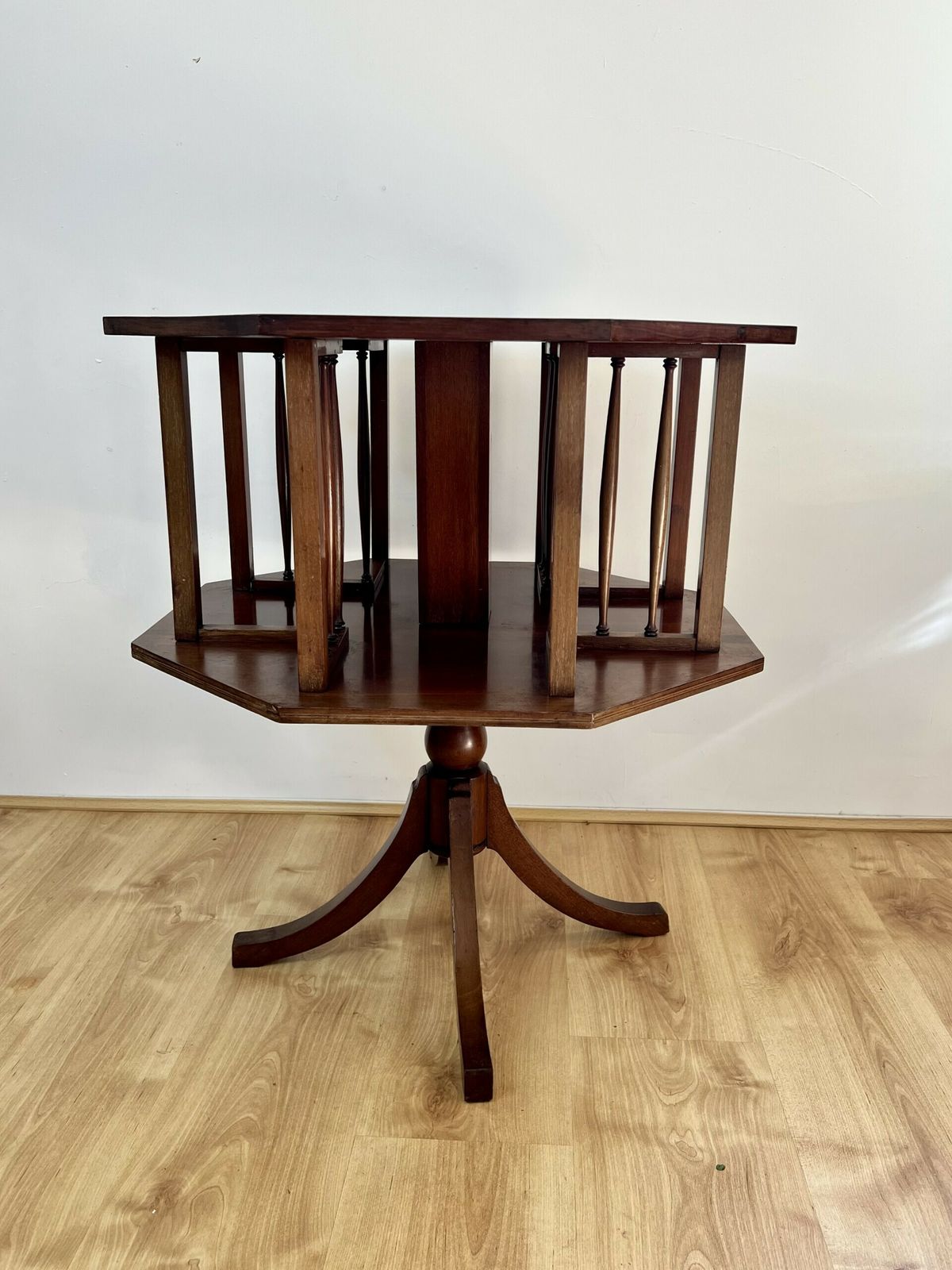 Antique Quality Mahogany Inlaid Revolving Bookcase photo furniture