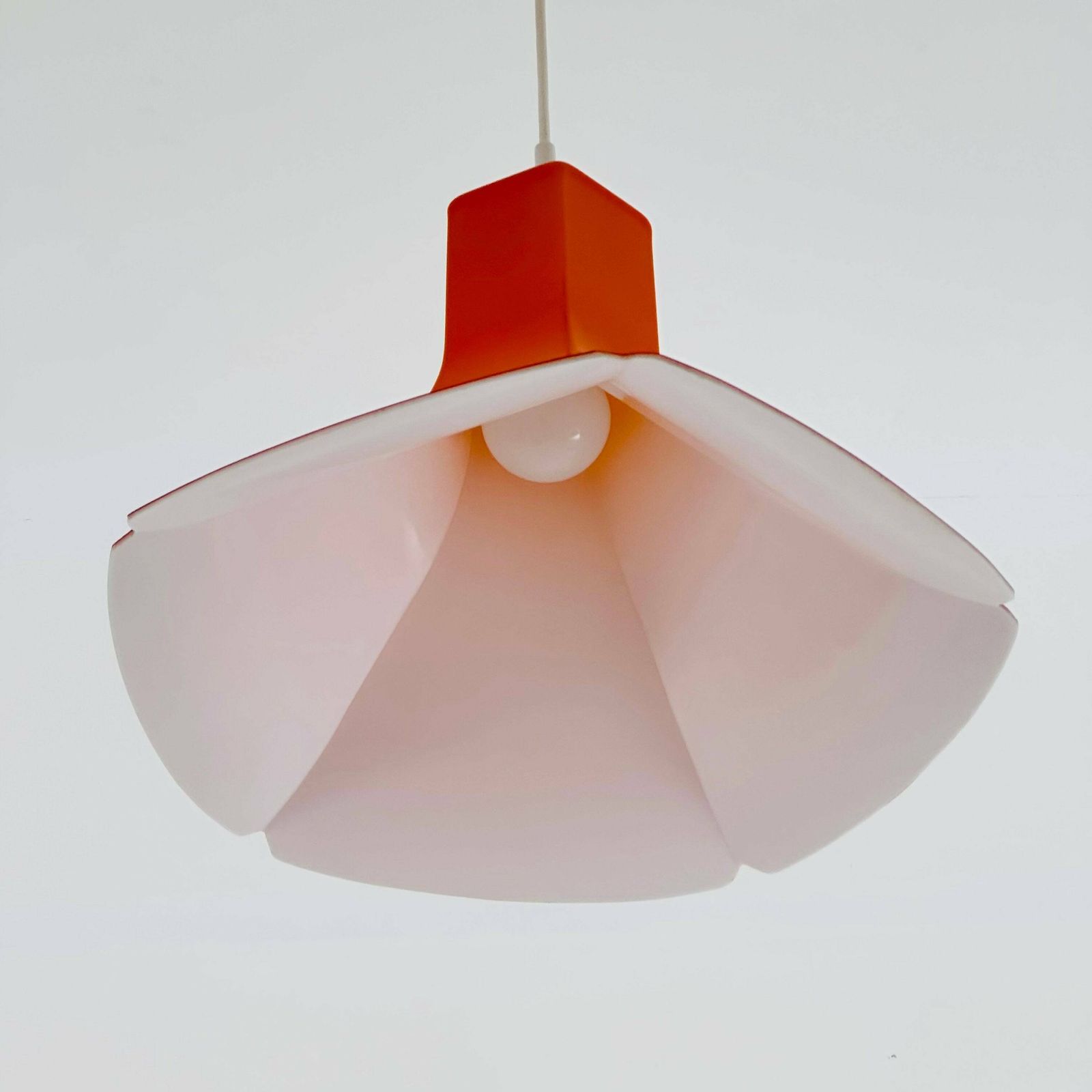 Space Age Orange Pendant Lamp Flower Model Germany. 1970 photo vinterior