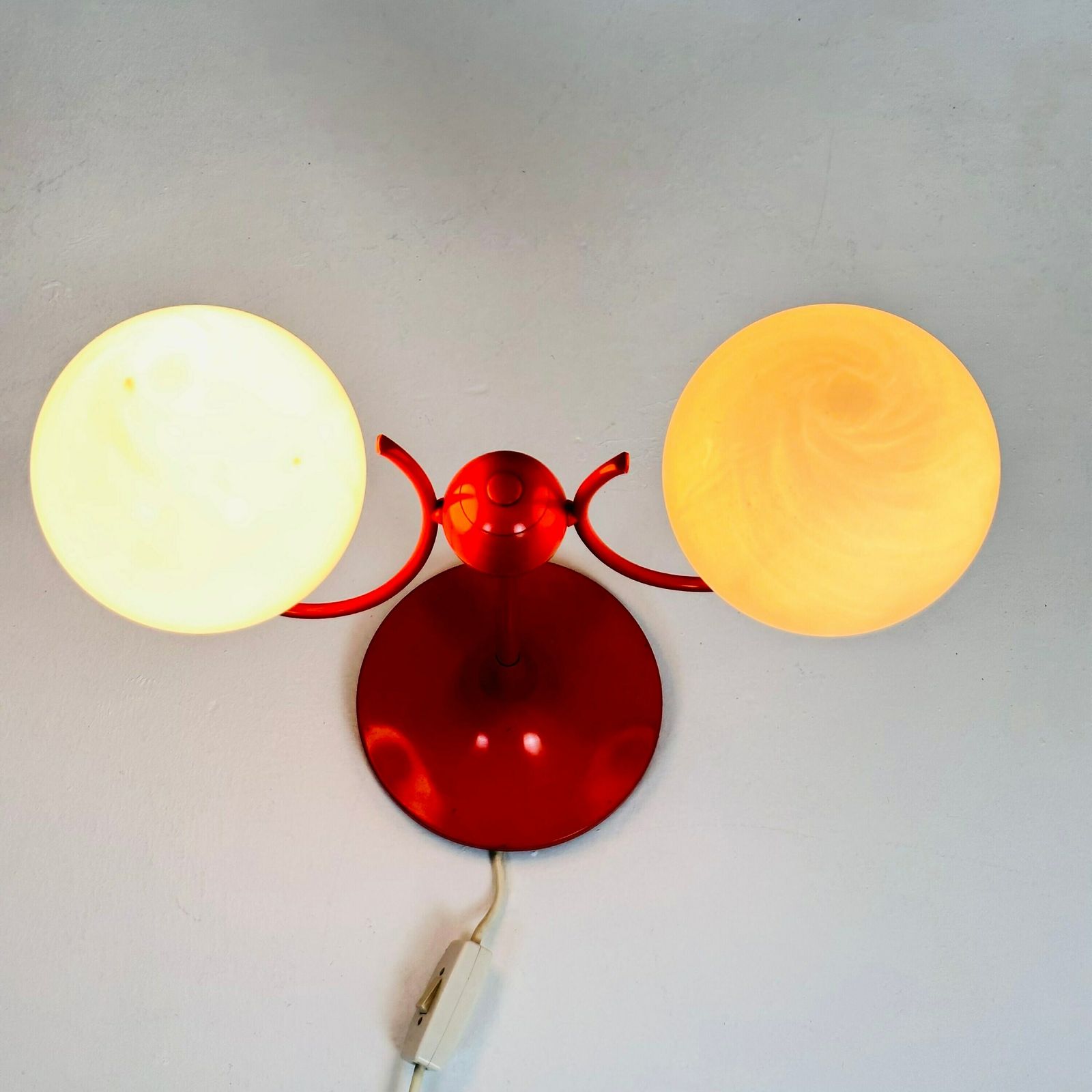 Opaline Glass, Orange Tulip Shaped Base Makes This Stunning Space Age Mid Century Table Lamp . Made By Kaiser Leuchten, Germany 1970s photo for sale