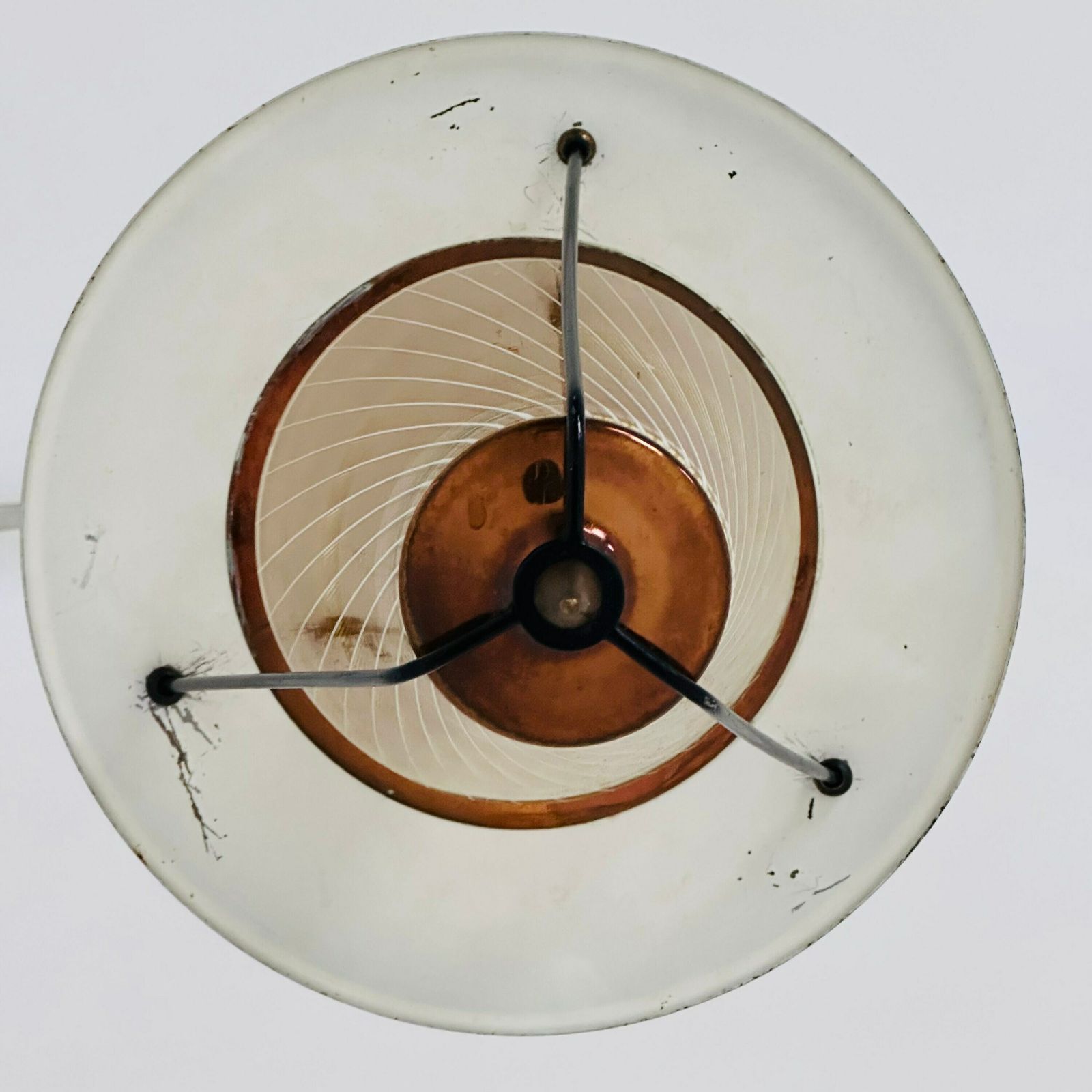 photo for sale Vintage Metal And Opalin Glass Pendant Lamp, 1950s