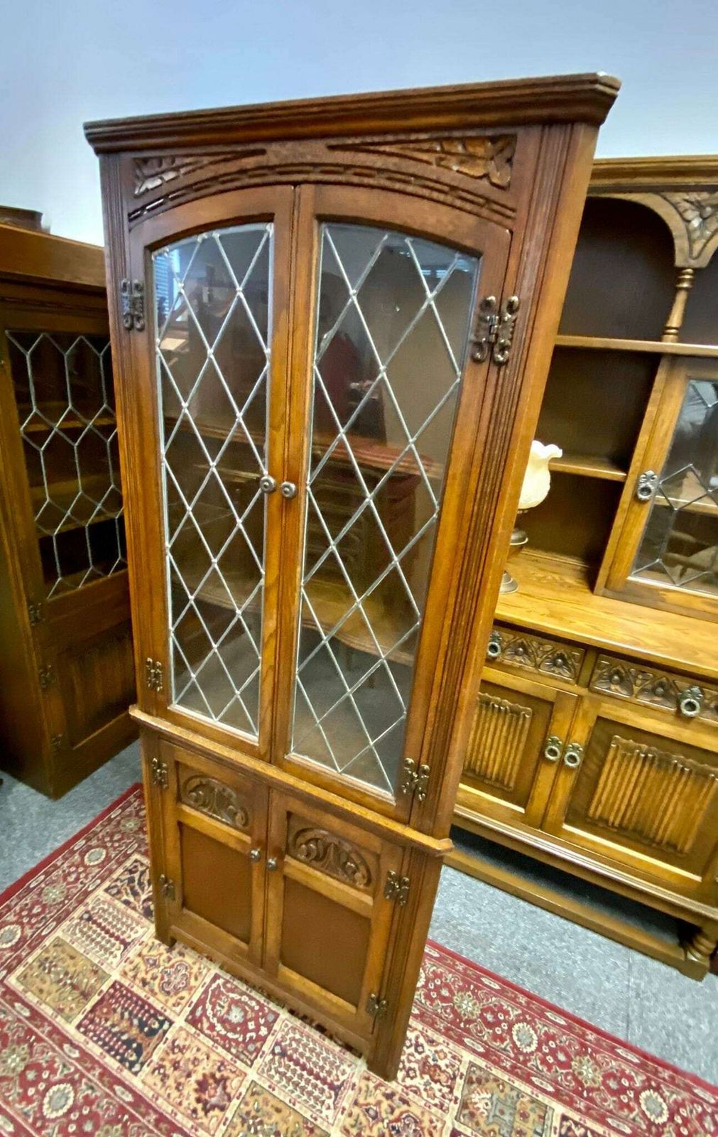 Old Charm Wood Brothers / Oak Corner Cabinet / Light Oak Traditional Colour / Free Delivery / Made In England Dated 1970s photo Furniture