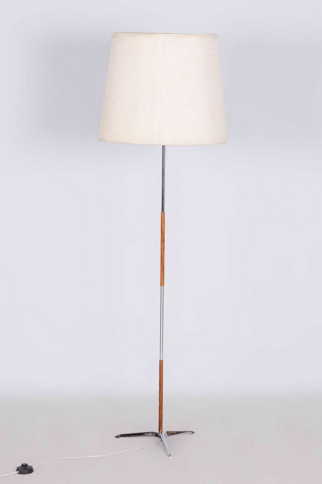 Original Midcentury Floor Lamp, Palisandr, Chrome Plated Steel, Czechia, 1960s