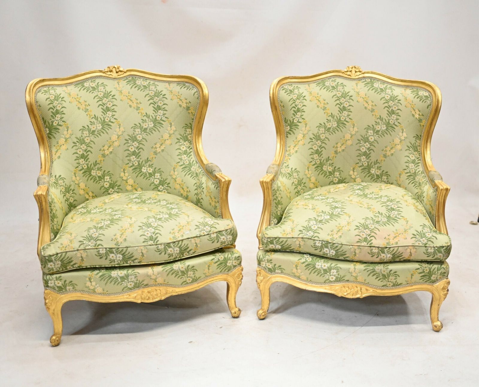 photo furniture Pair French Gilt Arm Chairs Fauteuils