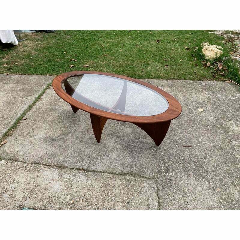 Vintage Astro Oval Teak Coffee Table With Glass Top By Victor Wilkins For G Plan, 1960 photo furniture