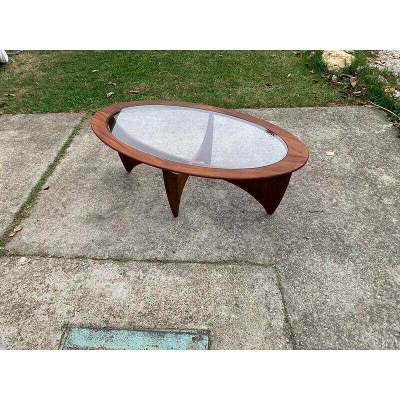 Vintage Astro Oval Teak Coffee Table With Glass Top By Victor Wilkins For G Plan, 1960 photo 1338.0