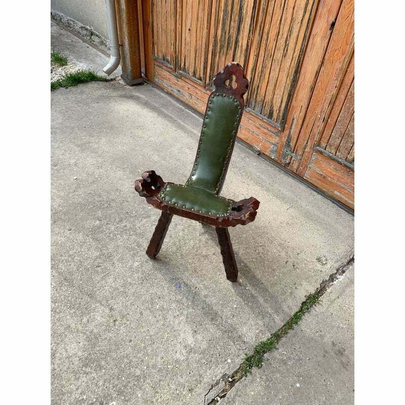 Spanish Vintage Brutalist Chair In Wood, 1960s photo furniture