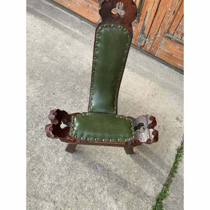 Spanish Vintage Brutalist Chair In Wood, 1960s photo 881.0