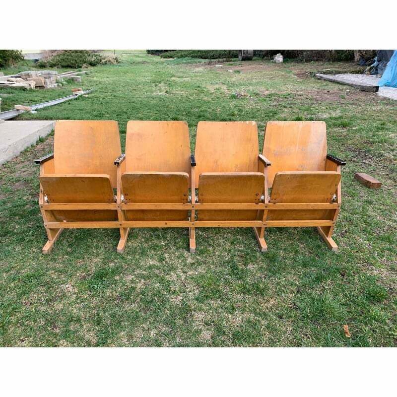 Vintage Cinema Bench With 4 Seats, Hungary 1950 photo vinterior