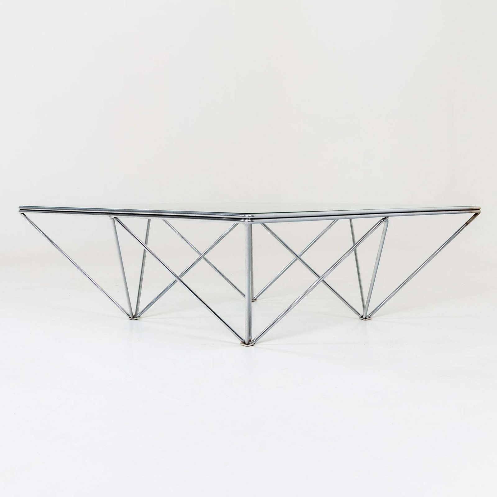 photo furniture Square Coffee Table Alanda, Chromed Metal, Attributed To Paolo Piva For B&B Italia, Italy 1980s
