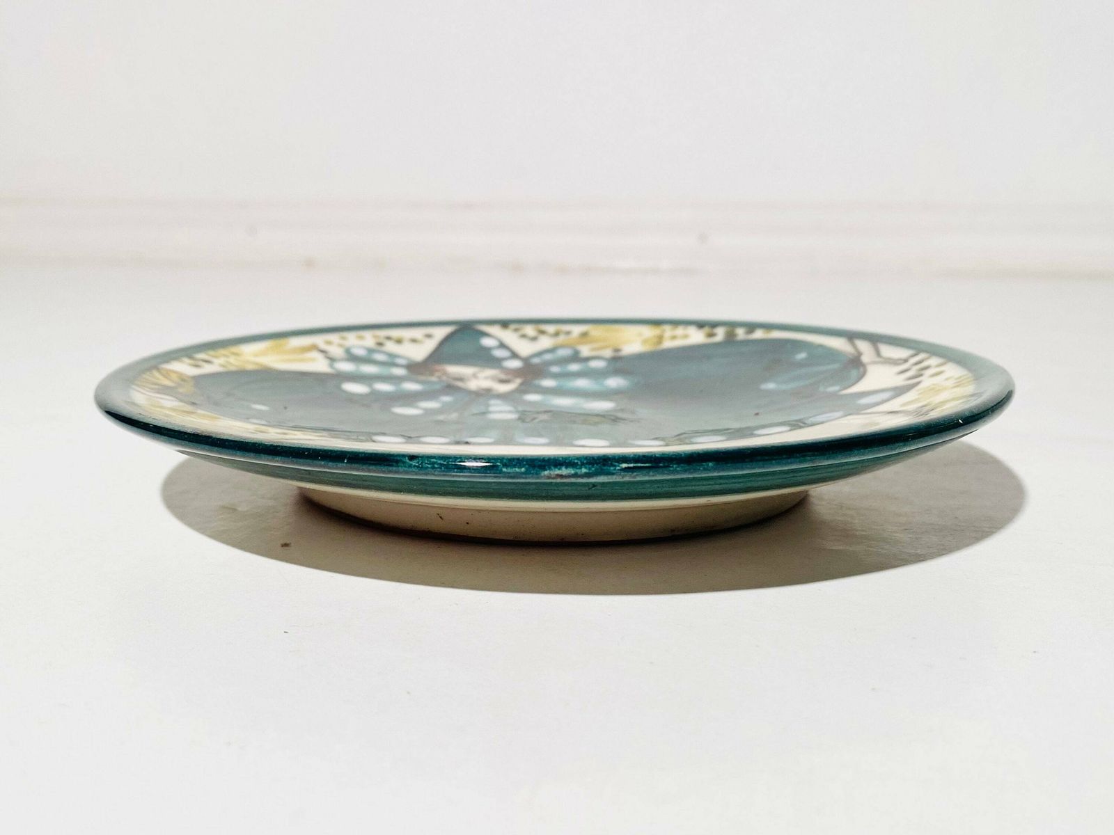 Willy Steinlin Switzerland Small Green Round Clown Ceramic Wall Plate photo for sale