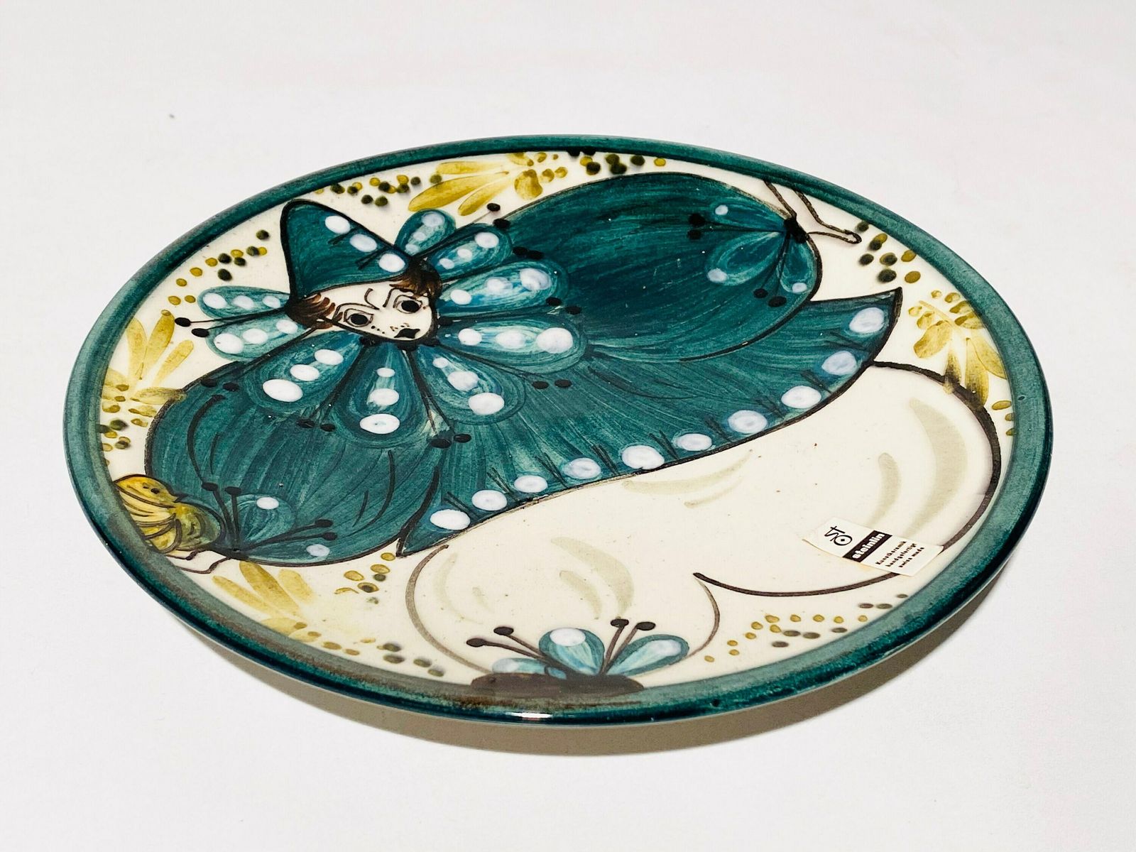 Willy Steinlin Switzerland Small Green Round Clown Ceramic Wall Plate photo 63.0