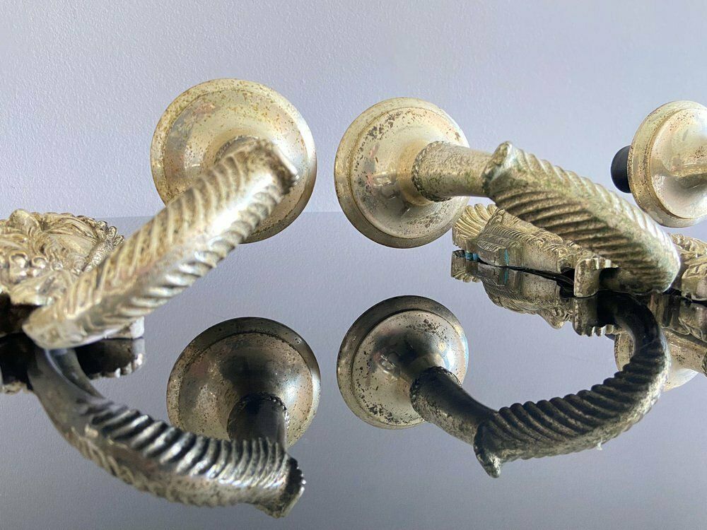 Silver Plated Alloy Greek Tragedy Wall Lamps, Set Of 2 photo vinterior