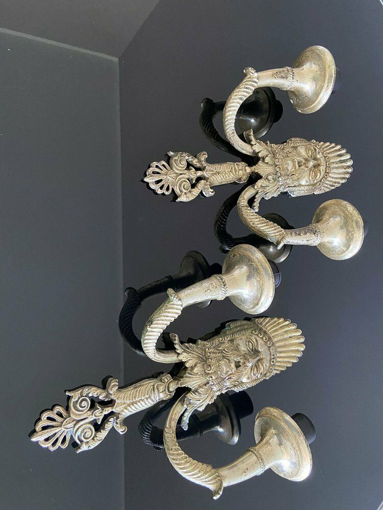 photo for sale Silver Plated Alloy Greek Tragedy Wall Lamps, Set Of 2