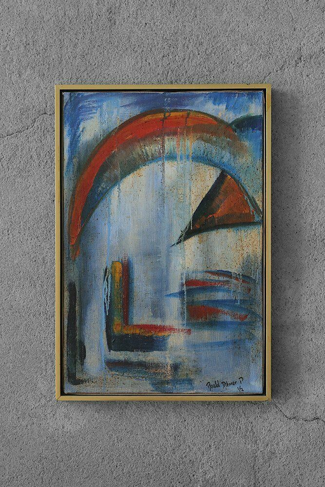 Roald Ditmer, Abstract Diptych, Olieverf Op Doek, Jaren 1980, Ingelijst, Set Van 2 photo furniture