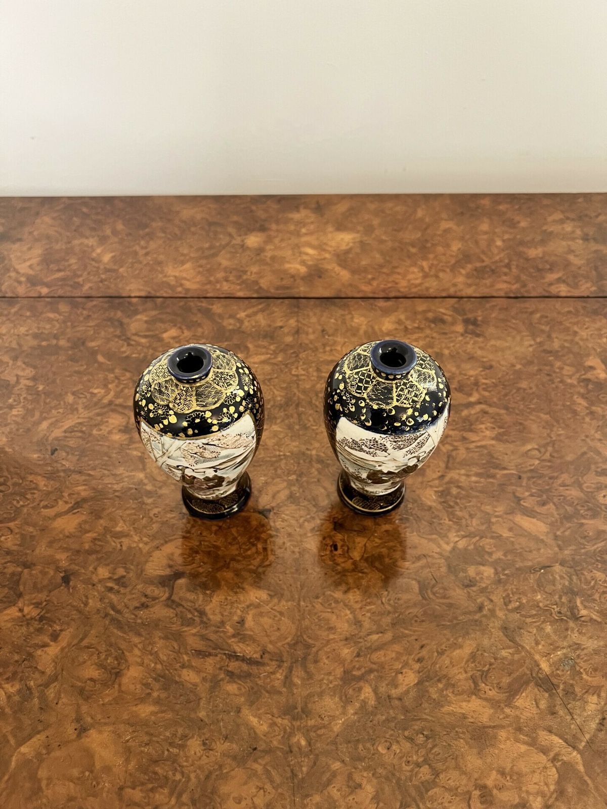 Fantastic Quality Pair Of Small Antique Japanese Satsuma Vases photo for sale