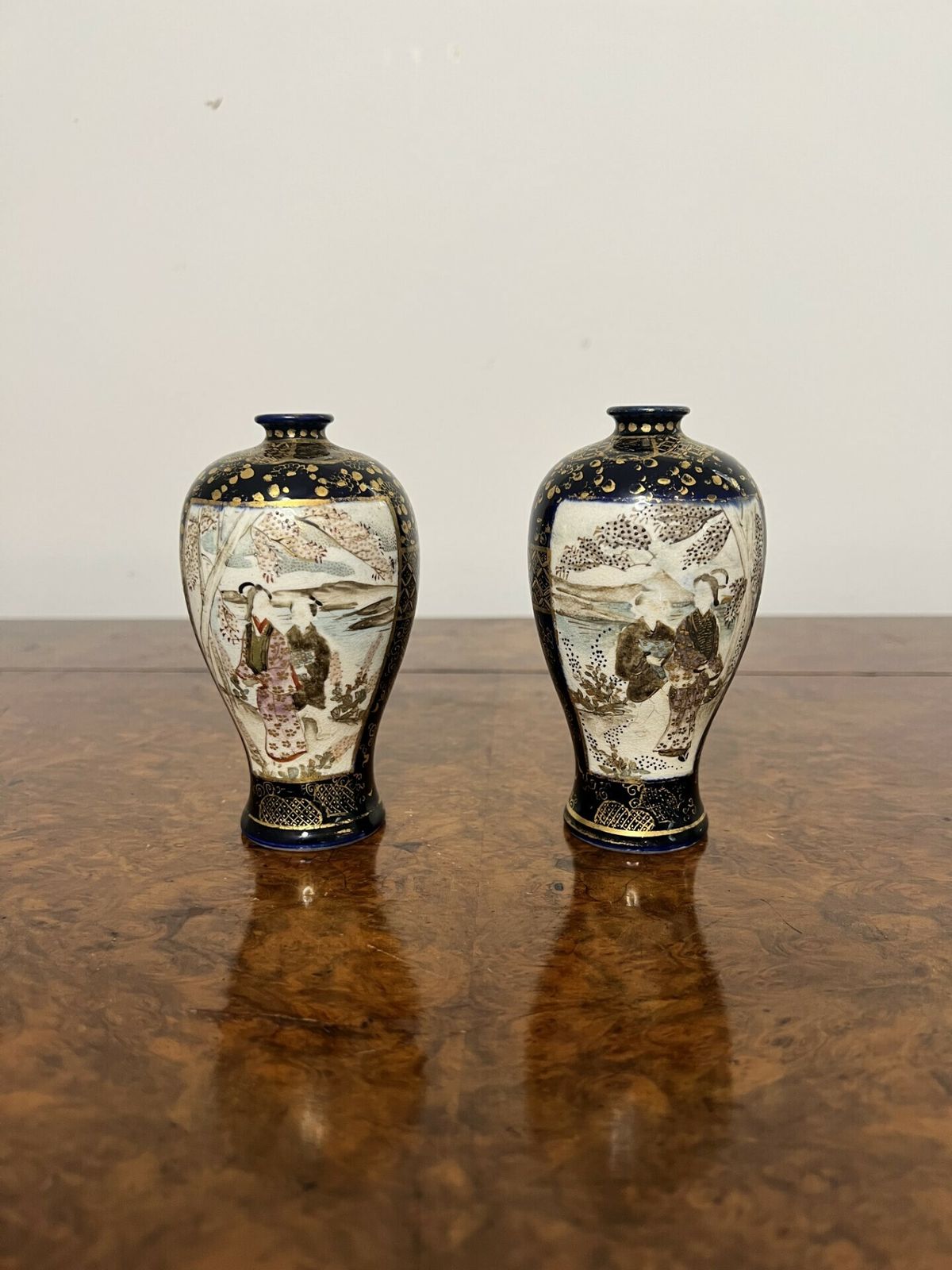 Fantastic Quality Pair Of Small Antique Japanese Satsuma Vases photo 365.0