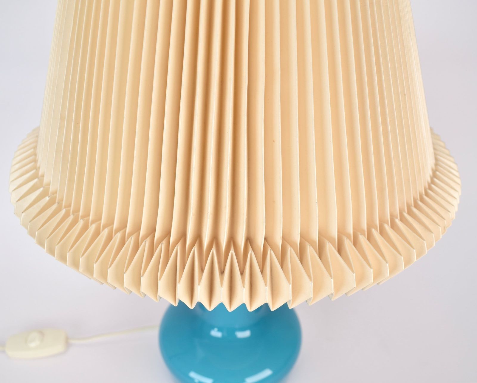 Mid Century Le Klint Table Light 311 Blue Glass | Vintage Danish Design Accent Light | Pleated Shade Holmegaard Scandinavian Scandi Azure photo vintage