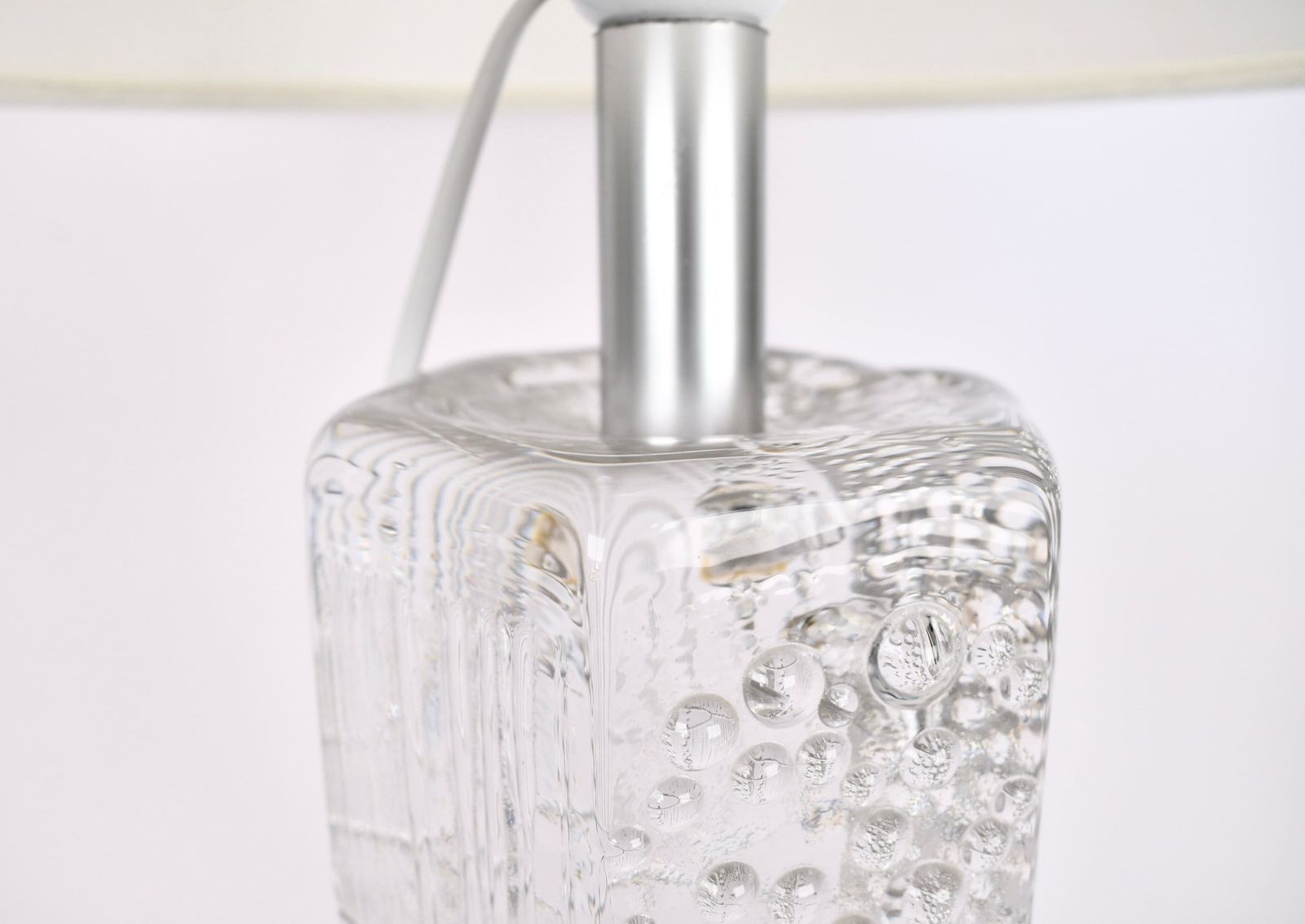 Mid Century Solid Crystal Structured Table Lamp By Willem Heesen For Royal Leerdam | Accent Light Ice Glass | Modernist Modern Vintage photo Lighting