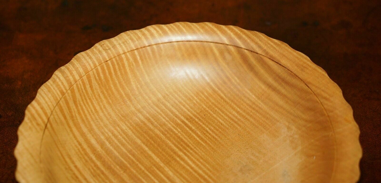 Hand Made Vintage Ripple Sycamore Fruit Bowl Signed To The Base Bob French photo for sale