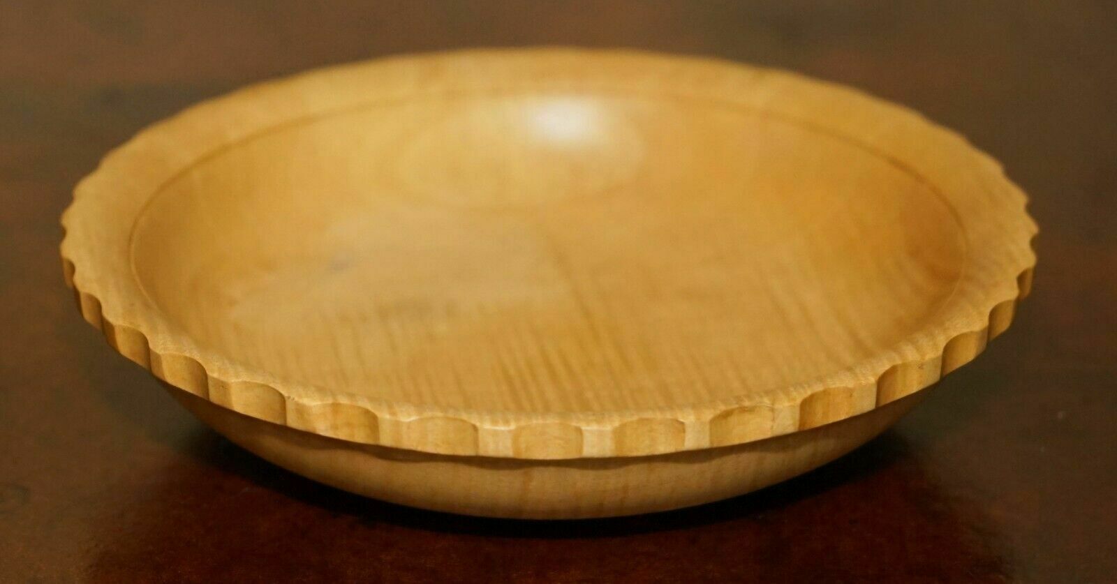photo furniture Hand Made Vintage Ripple Sycamore Fruit Bowl Signed To The Base Bob French