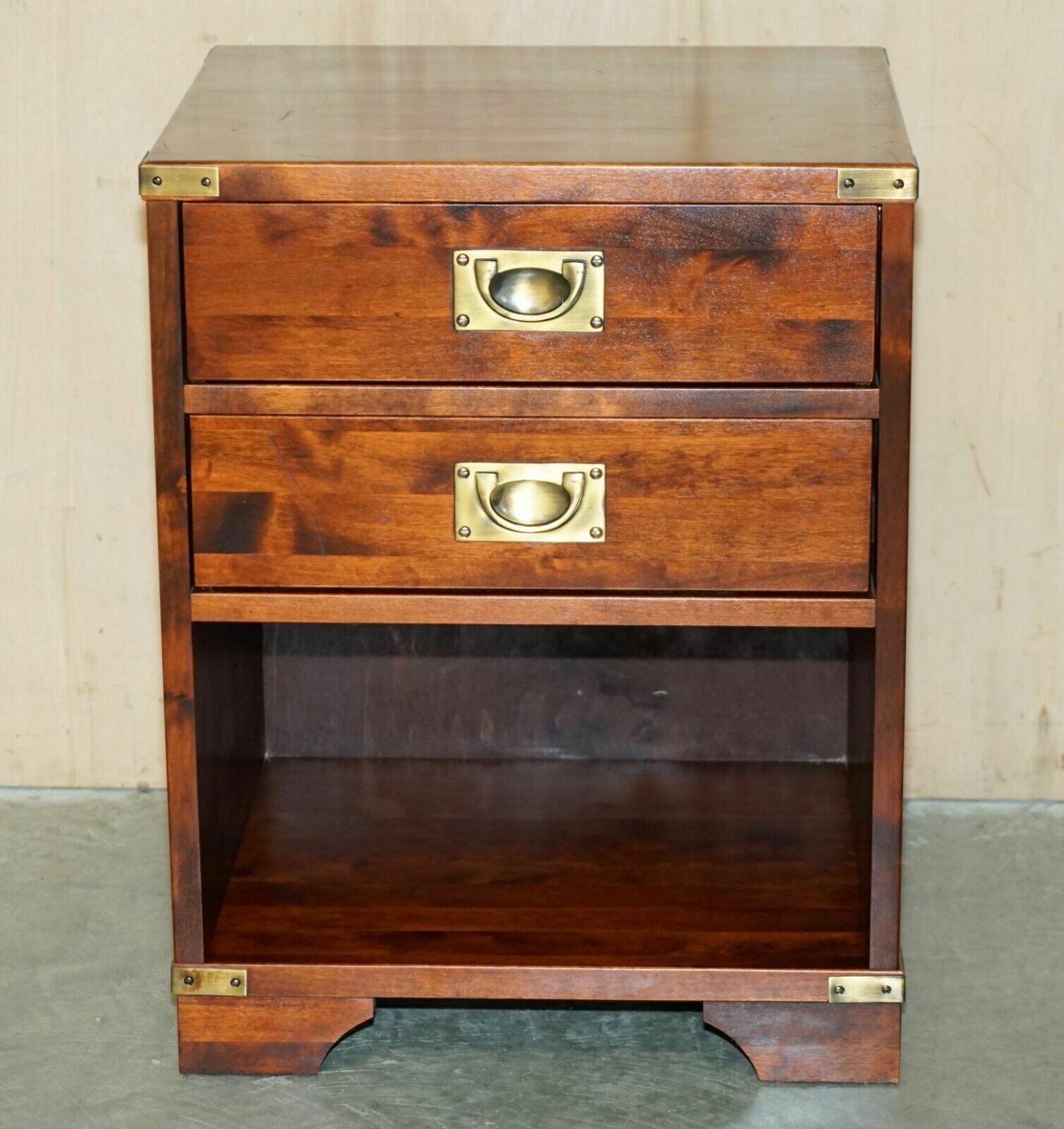 Pair Of Miliary Campaign Side End Lamp Wine Bedside Table Chests With Drawers photo Furniture