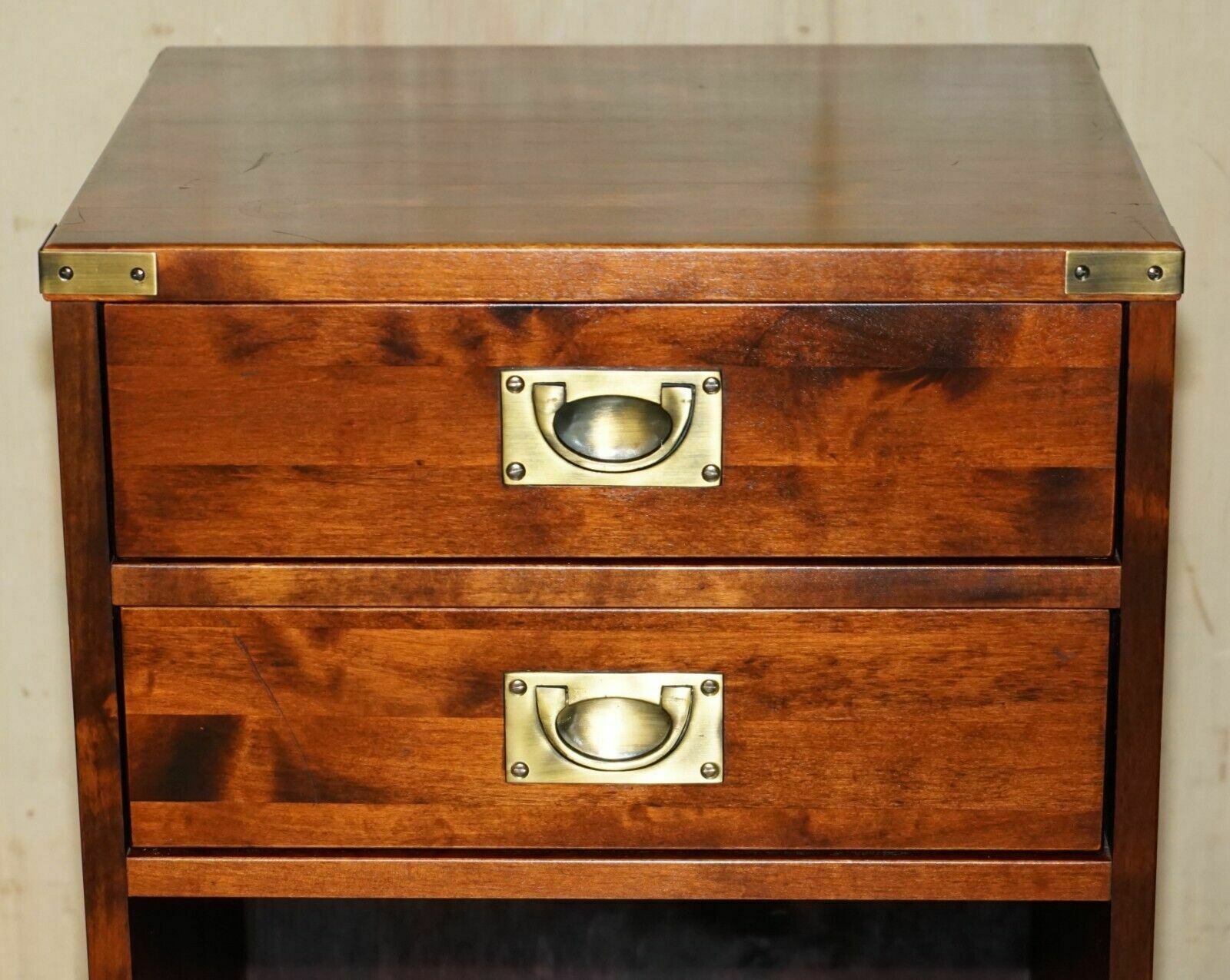 Pair Of Miliary Campaign Side End Lamp Wine Bedside Table Chests With Drawers photo 1995.0