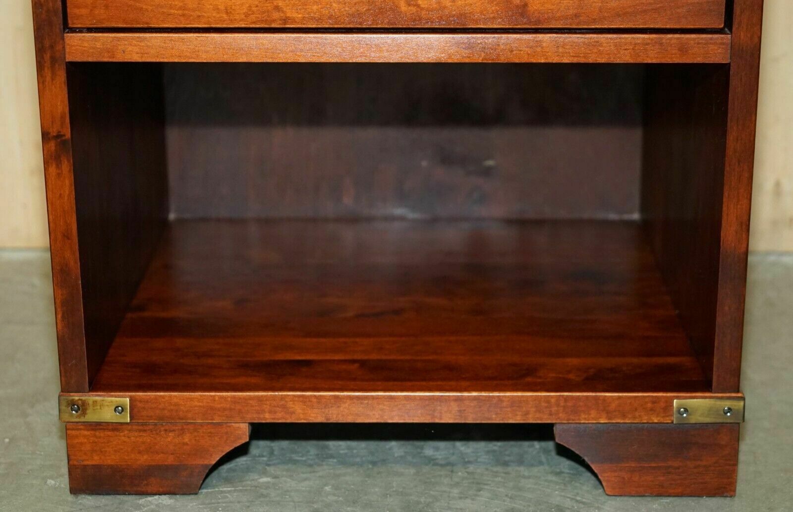 photo furniture Pair Of Miliary Campaign Side End Lamp Wine Bedside Table Chests With Drawers