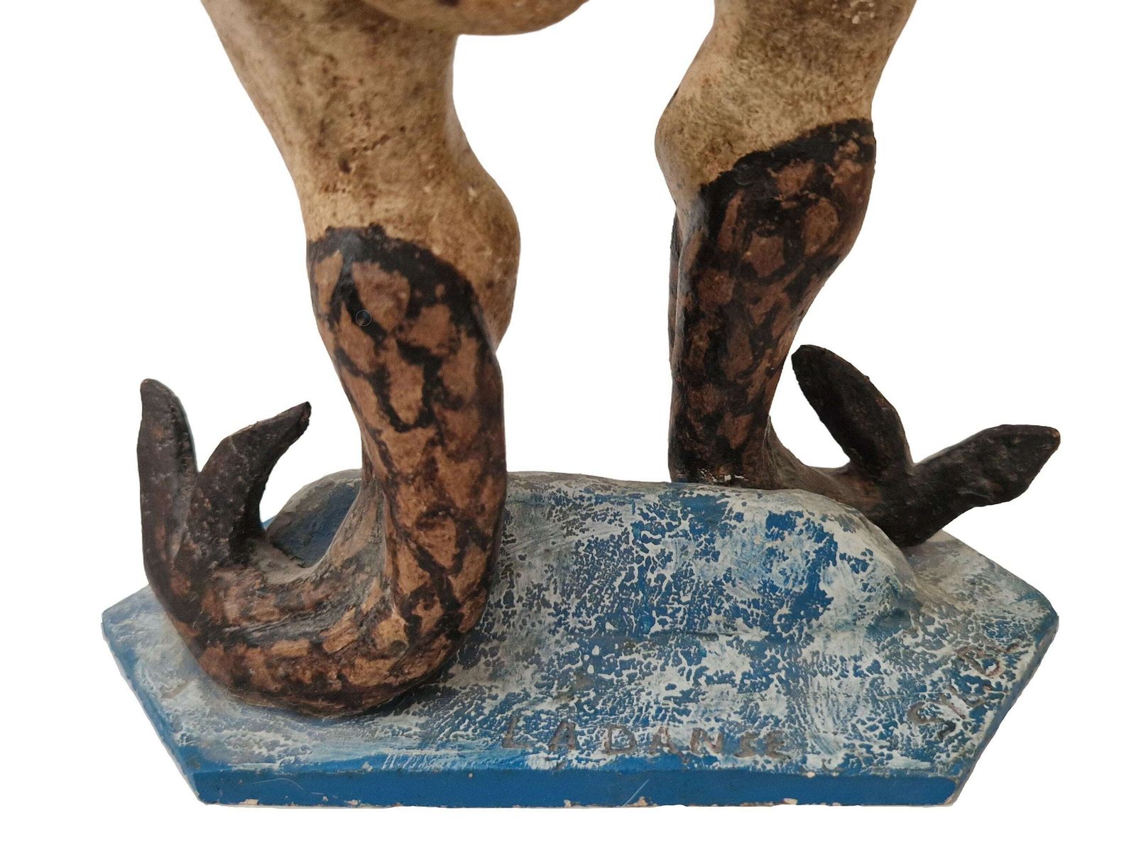 Mid Century Pottery Mermaid Figurine, Vintage French Coastal And Nautical Home Decor photo for sale