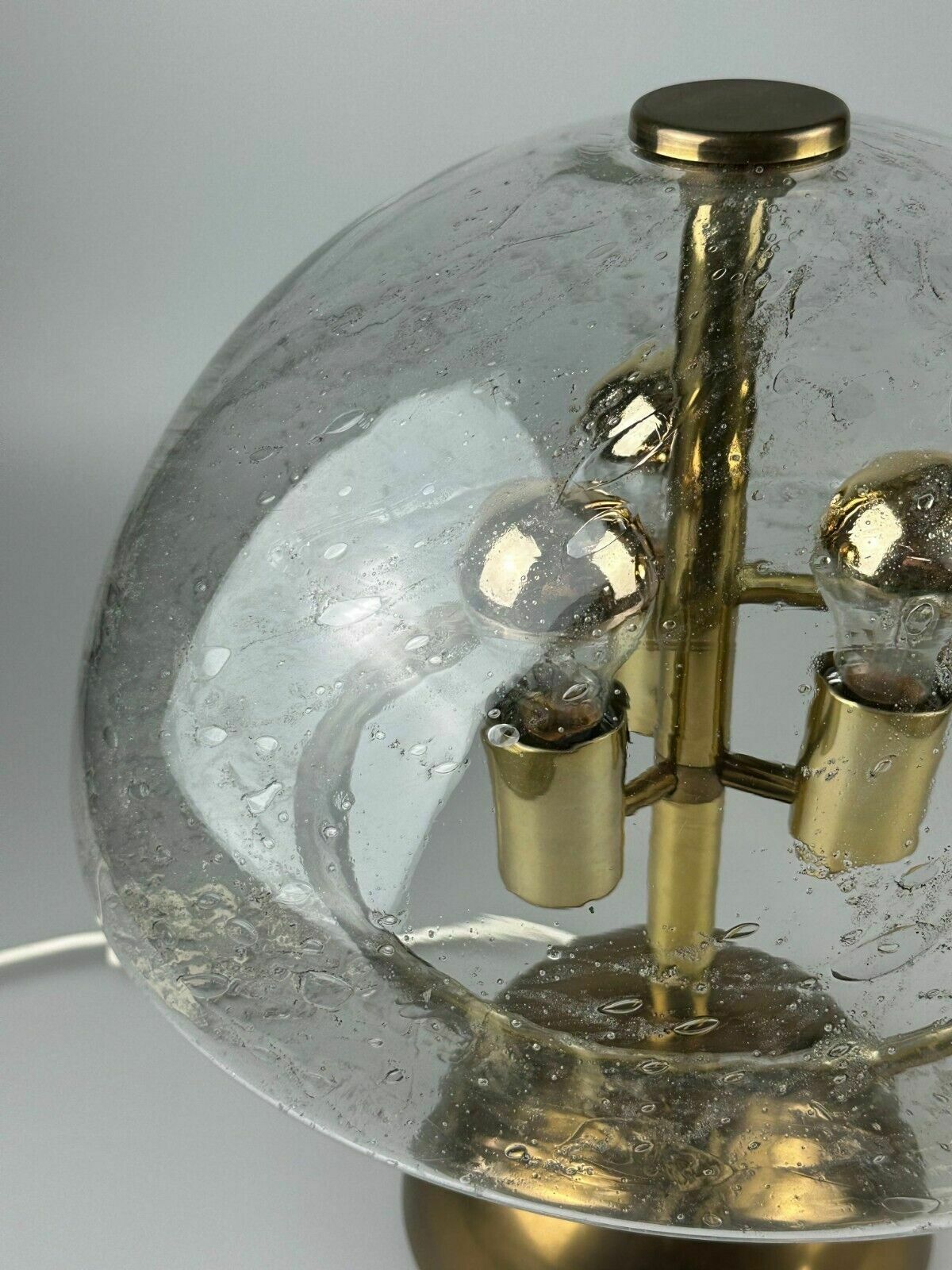 60s 70s Table Lamp By Doria Leuchten Germany Glass & Brass Space Age photo 427.0