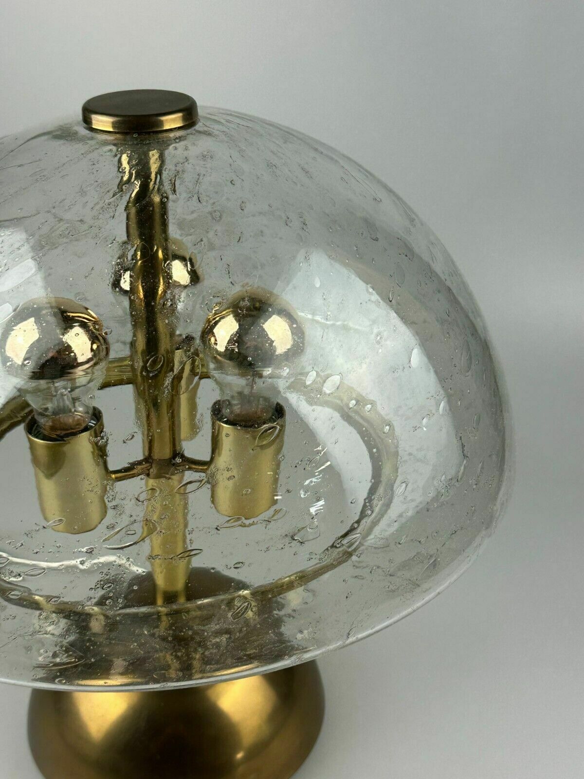 60s 70s Table Lamp By Doria Leuchten Germany Glass & Brass Space Age photo buy