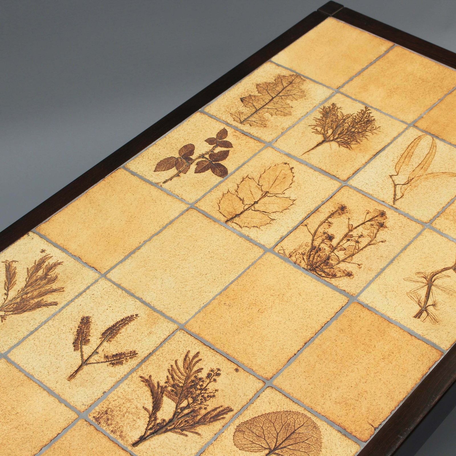 Vintage French Coffee Table With Leaf Motif Tiles By Roger Capron (Circa 1970s) photo buy