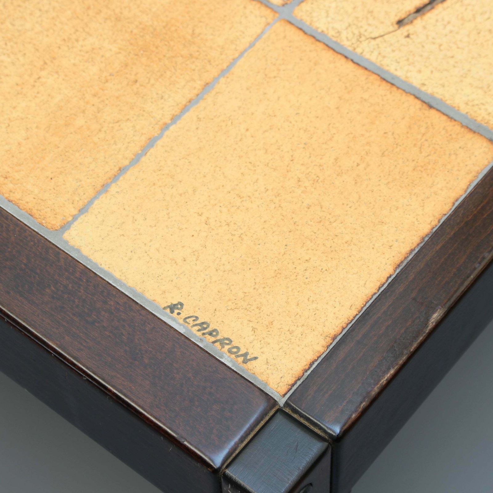 Vintage French Coffee Table With Leaf Motif Tiles By Roger Capron (Circa 1970s) photo vintage