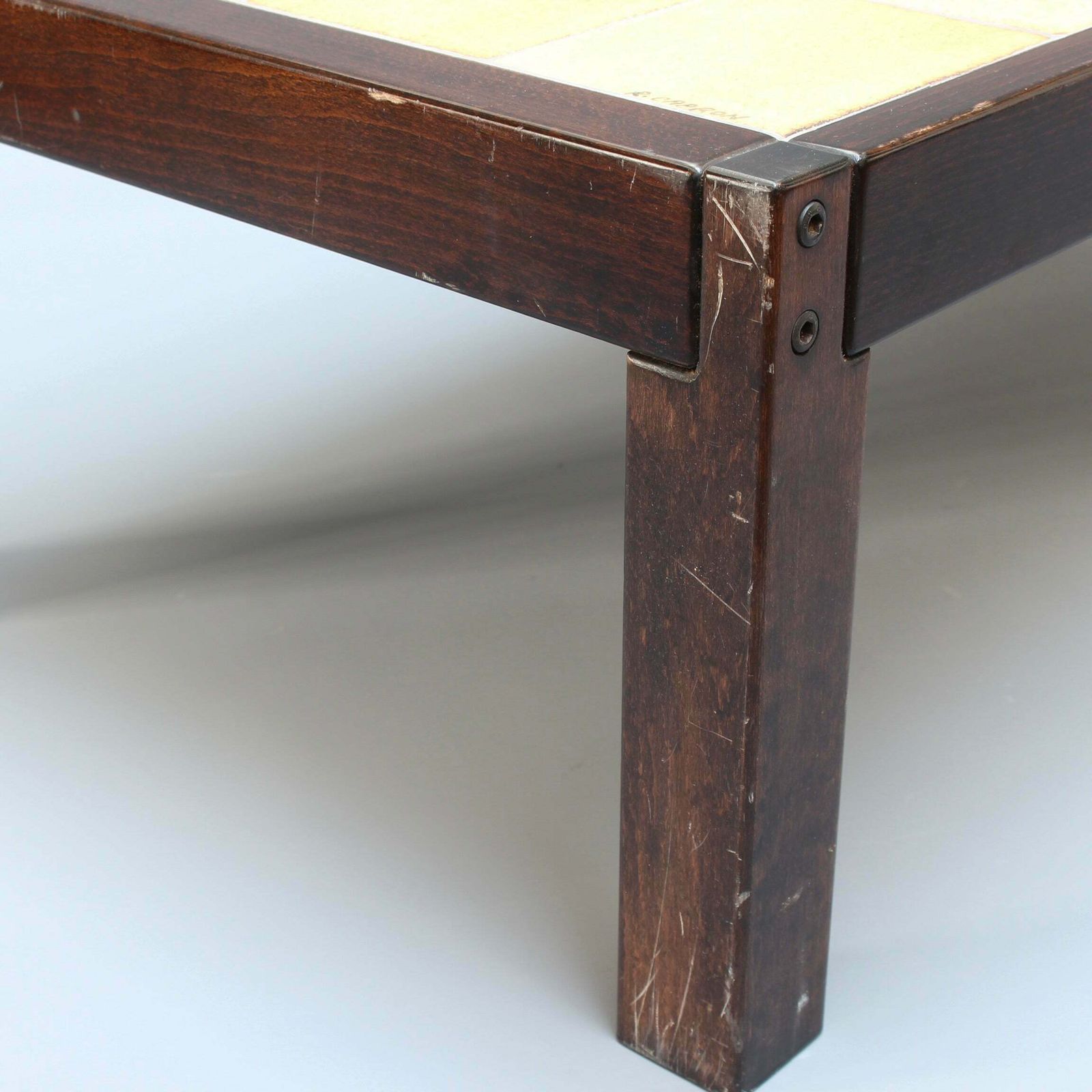 photo for sale Vintage French Coffee Table With Leaf Motif Tiles By Roger Capron (Circa 1970s)