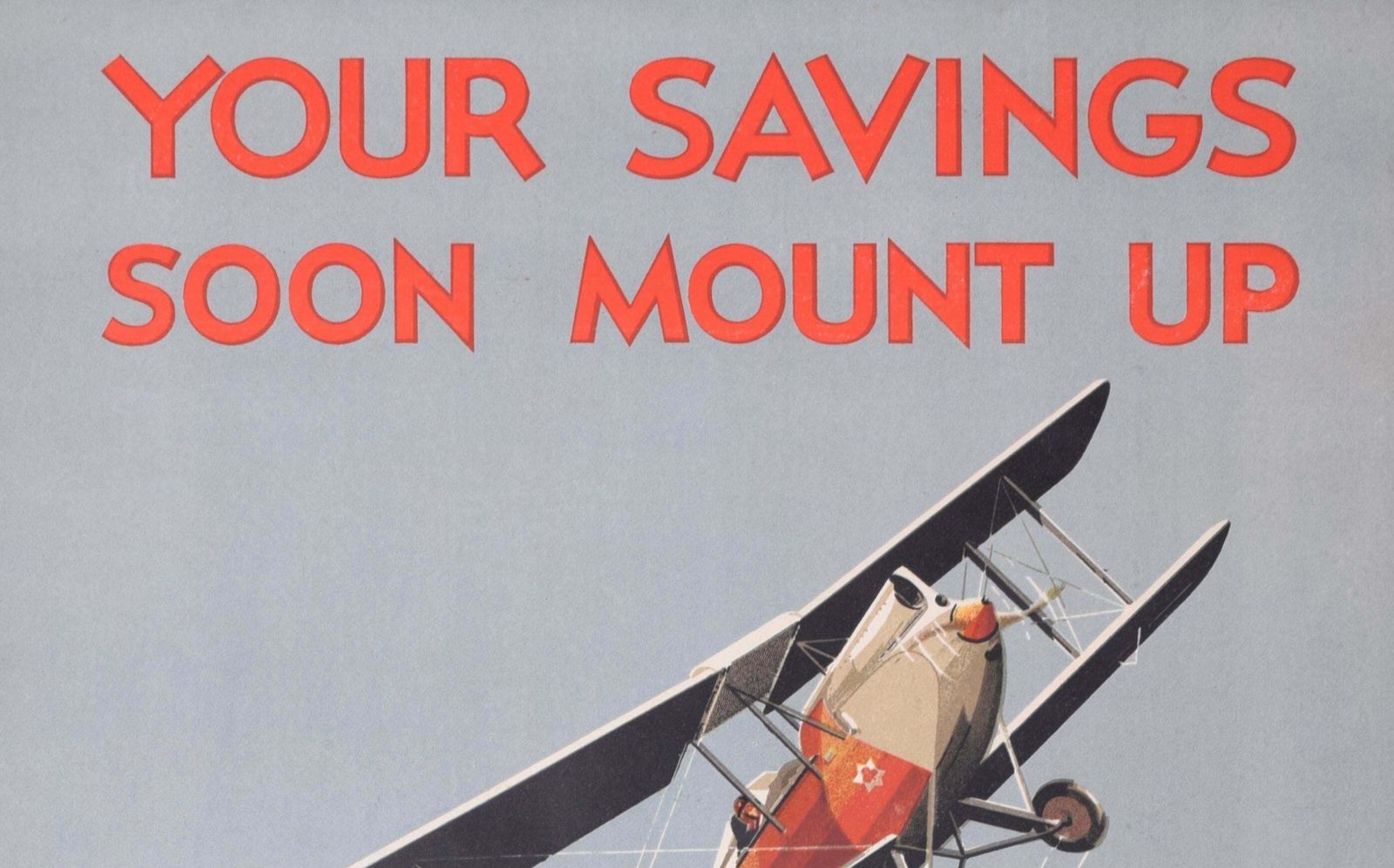 Unknown National Savings Biplane Original Vintage 1930s Poster photo for sale