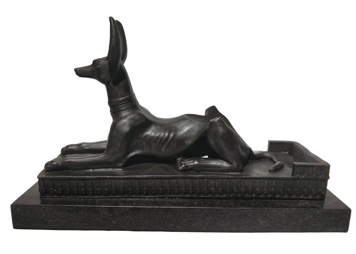 Anubis Sphinx Bronze Bottle Holder, Art Deco Style Sculpture, 20th Century photo furniture